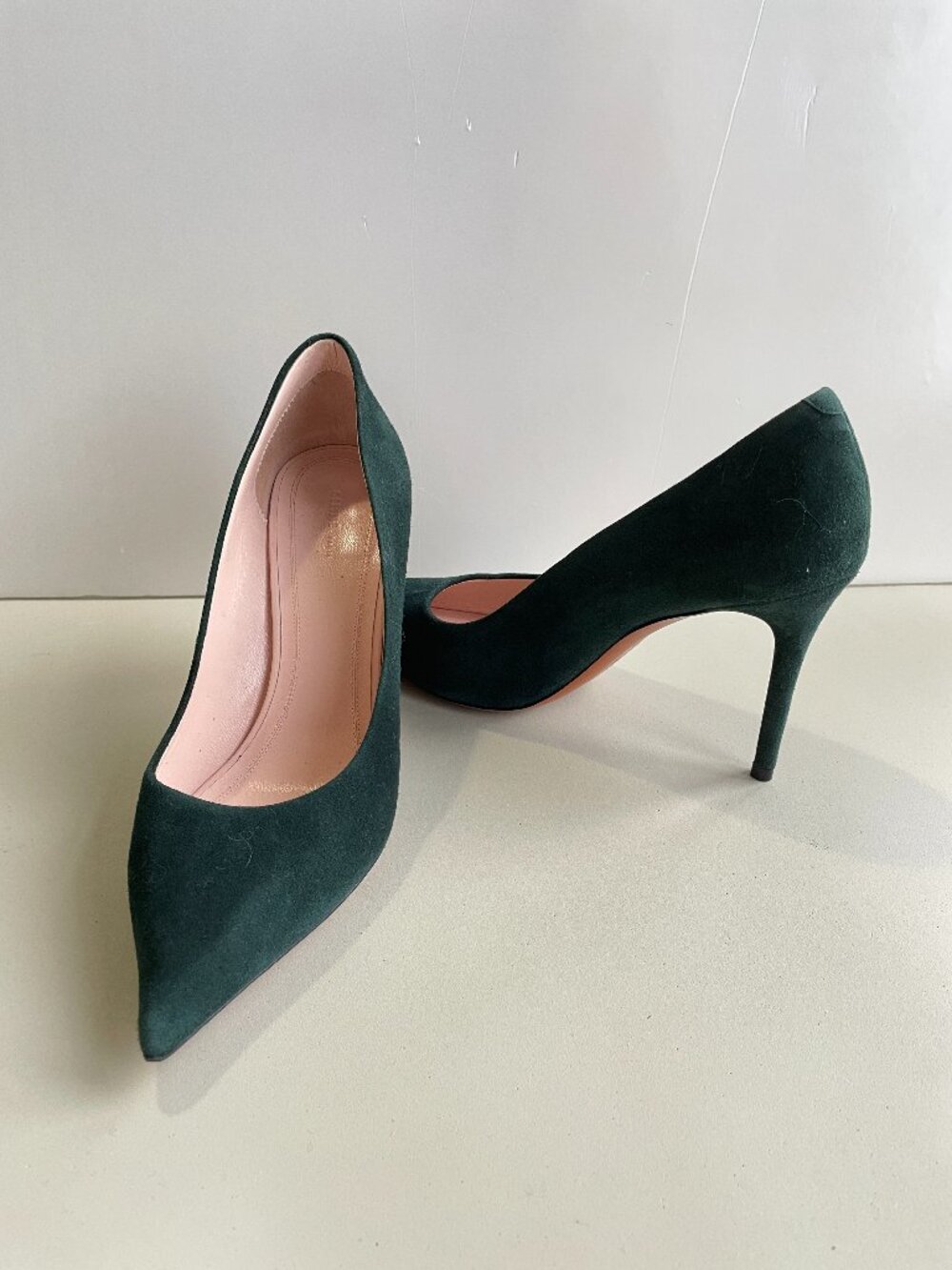 CELINE Emerald Suede Heel Pumps Resale- Size 7.5, New with Bags